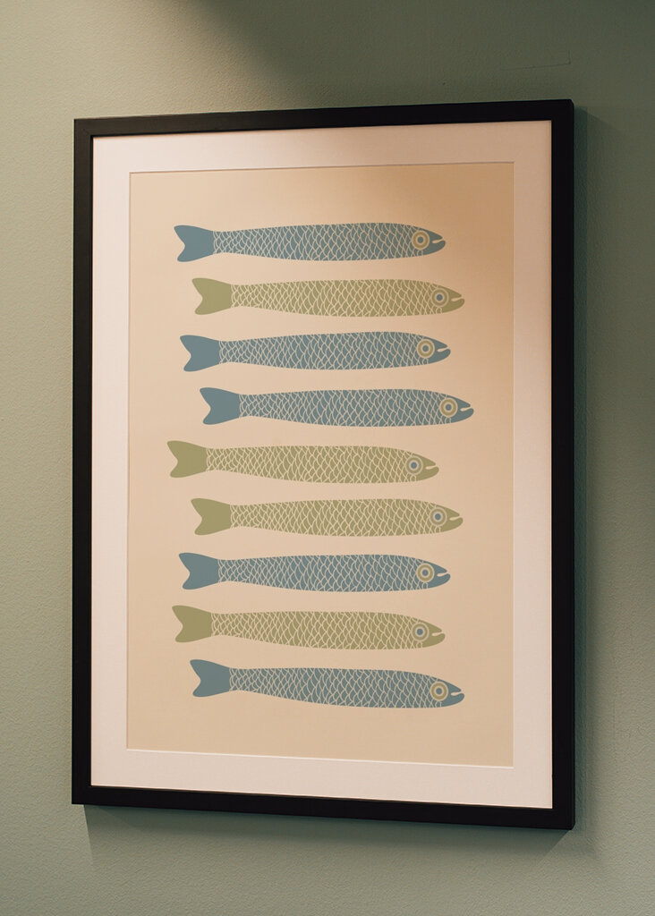 ansjos Retro fisk blå salvie