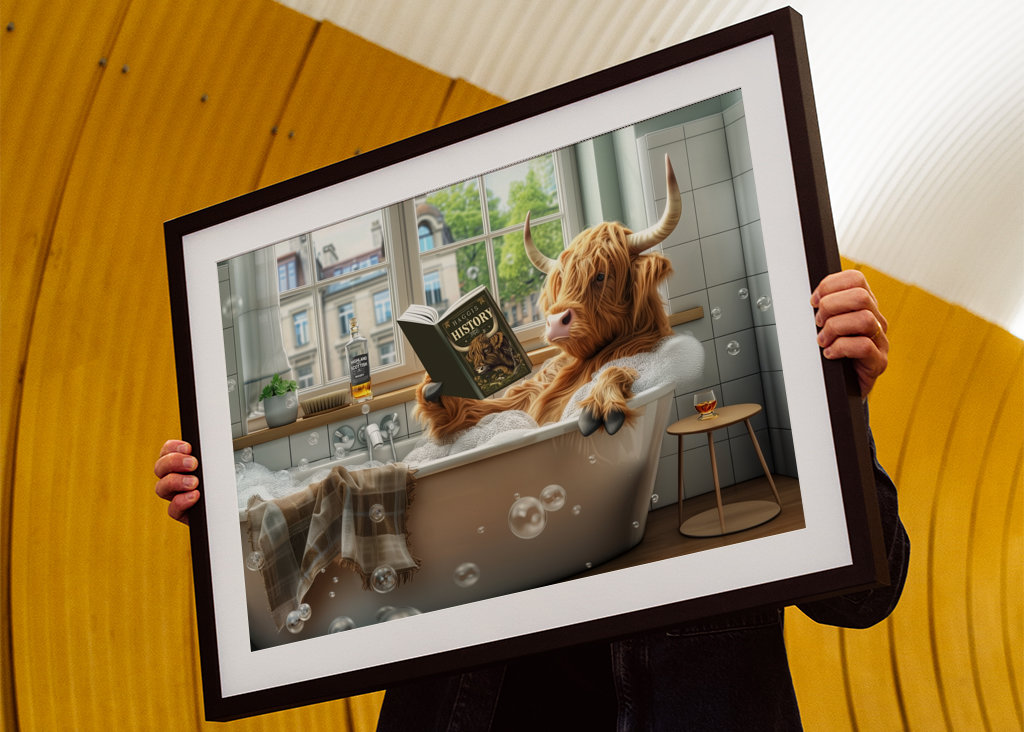 Vache des Highlands dans le bain