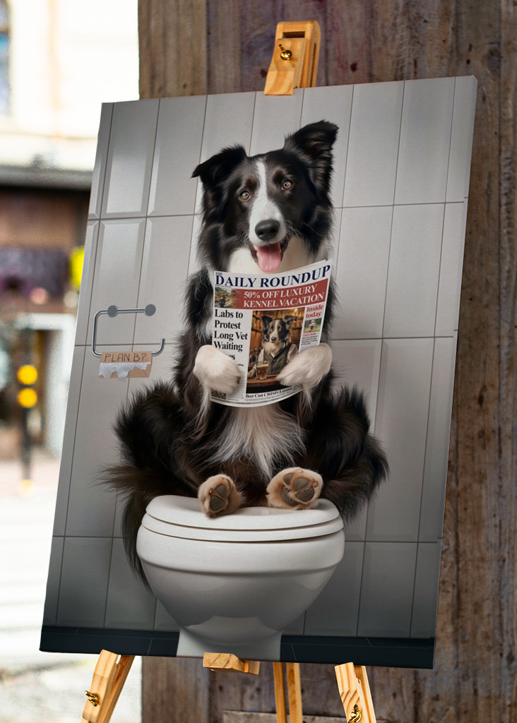 Border Collie sul gabinetto
