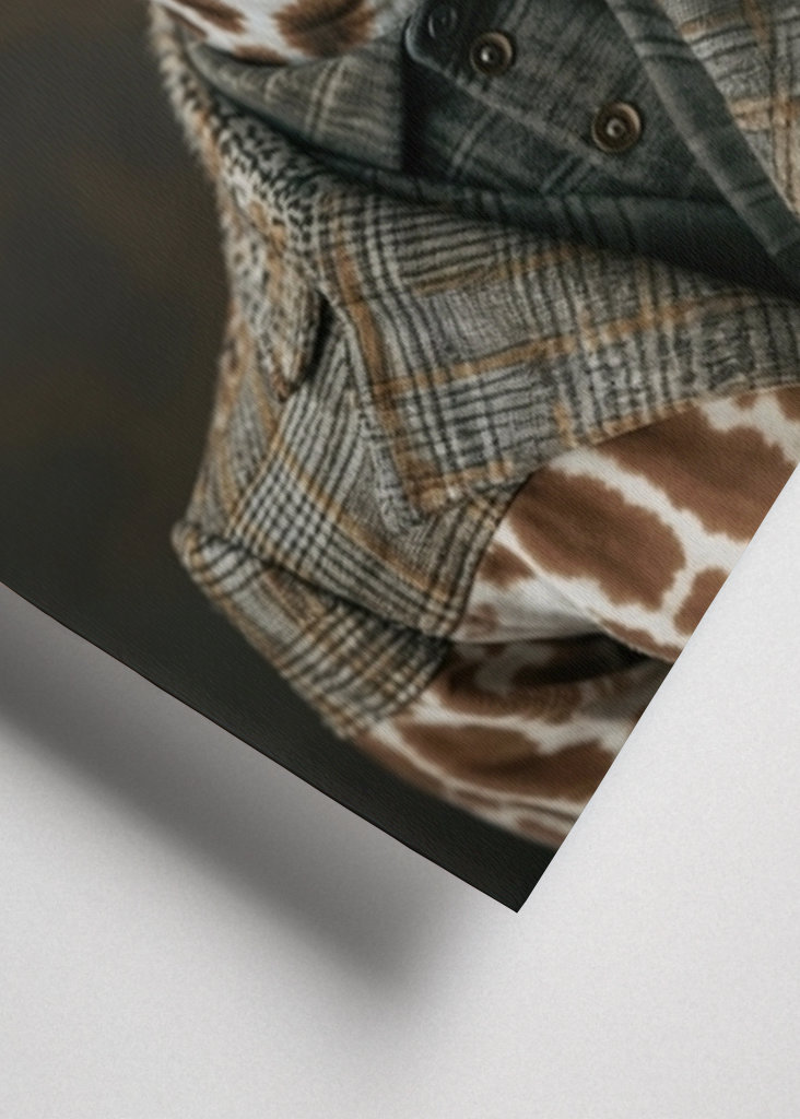 Elegante Giraff y Tweedkostym