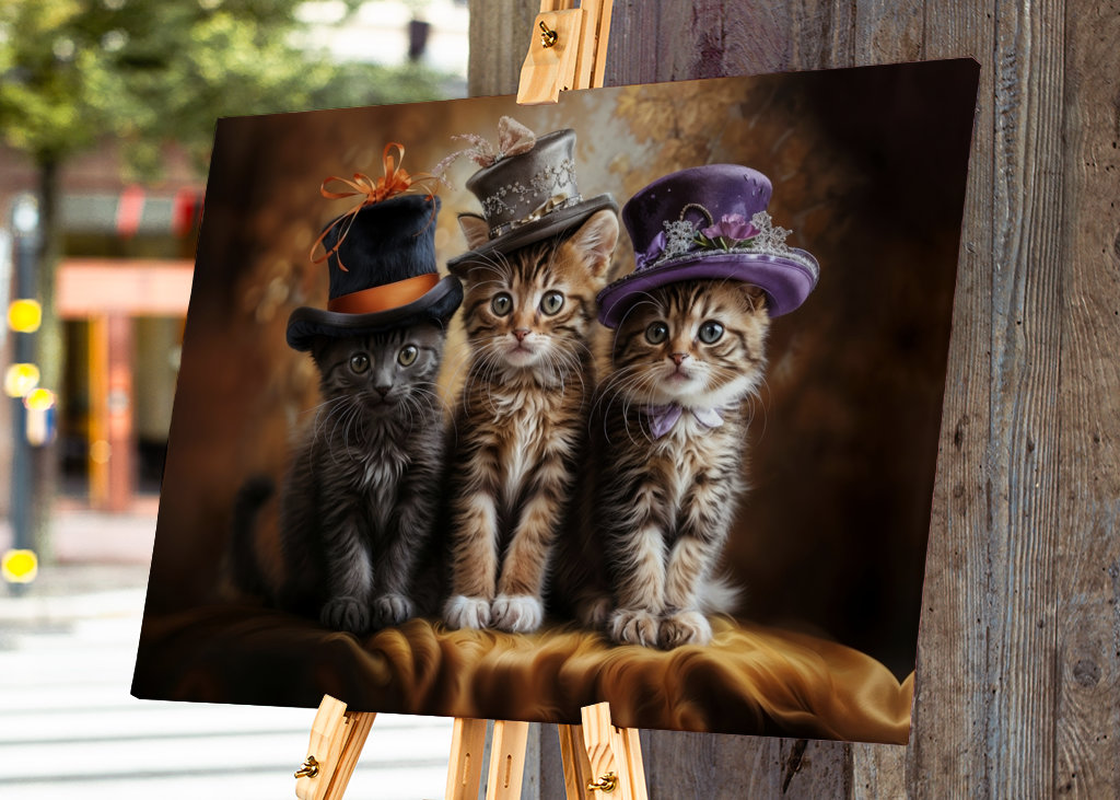 Three Kittens in Festive Hats