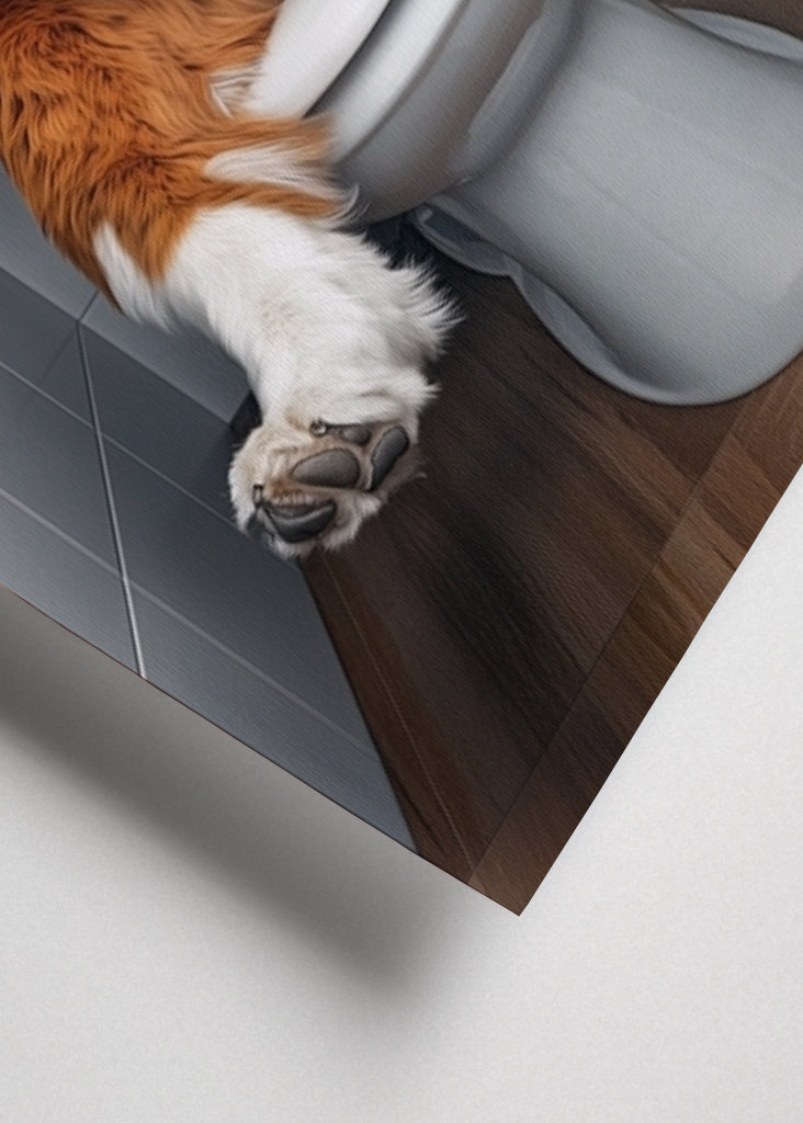 Bernhardiner auf der Toilette