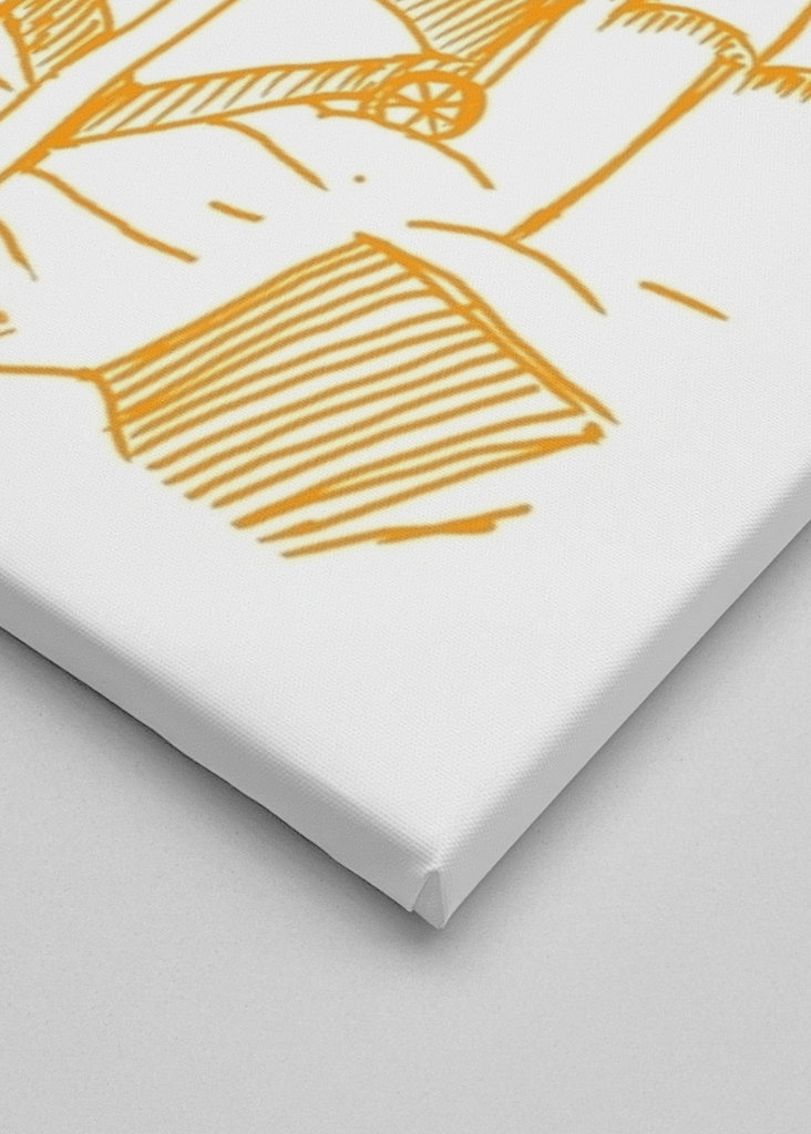 Palm trees on beach, in orange