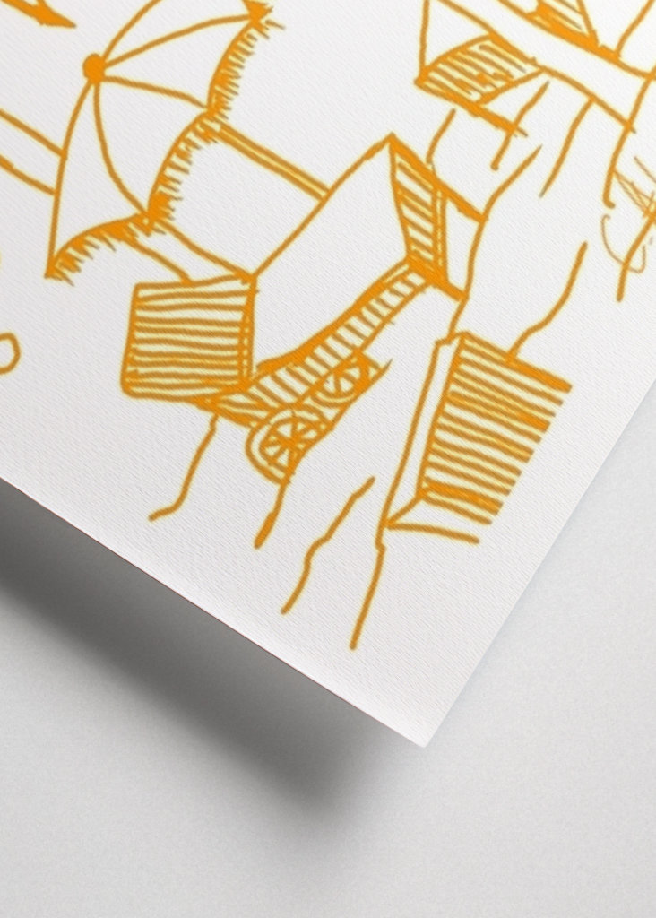 Palm trees on beach, in orange