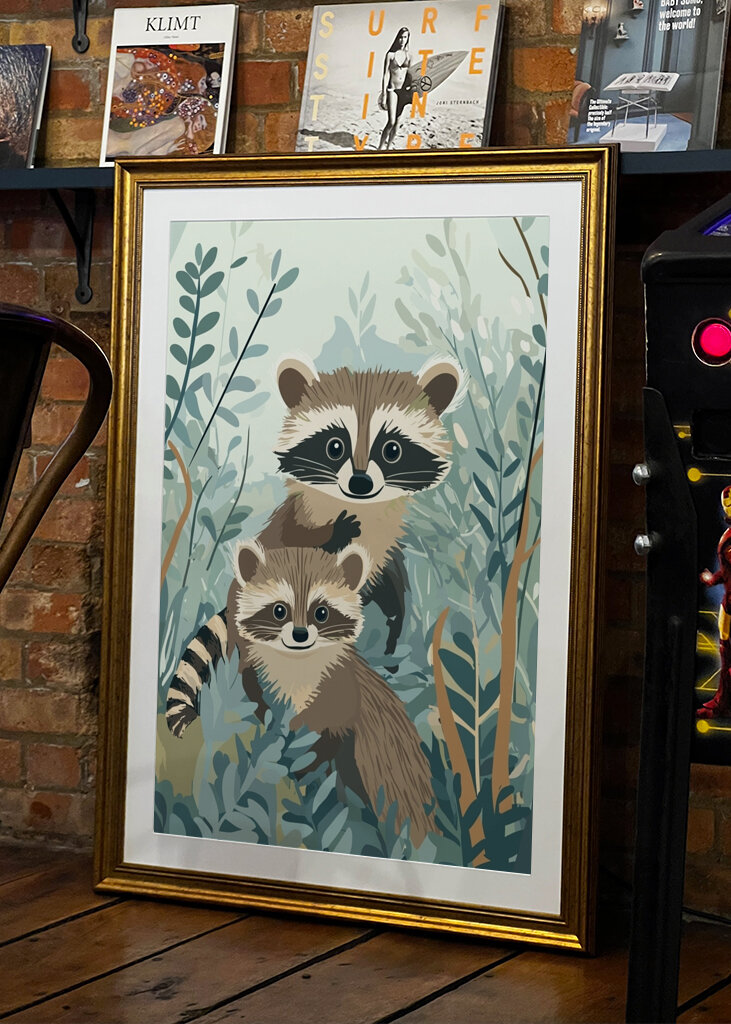 Famiglia di procioni minimalista