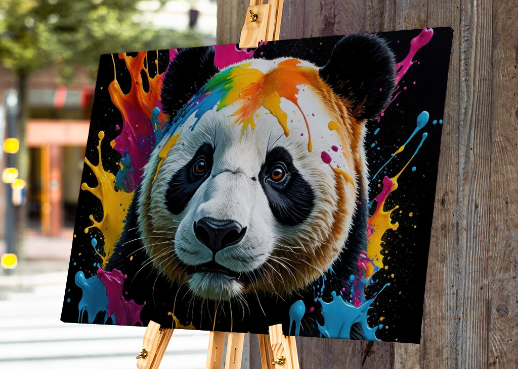 Colorido retrato de cabeza de panda