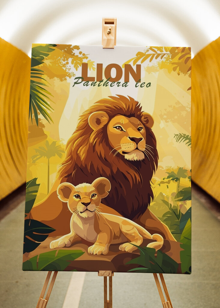 Lví rodinka Minimalistický