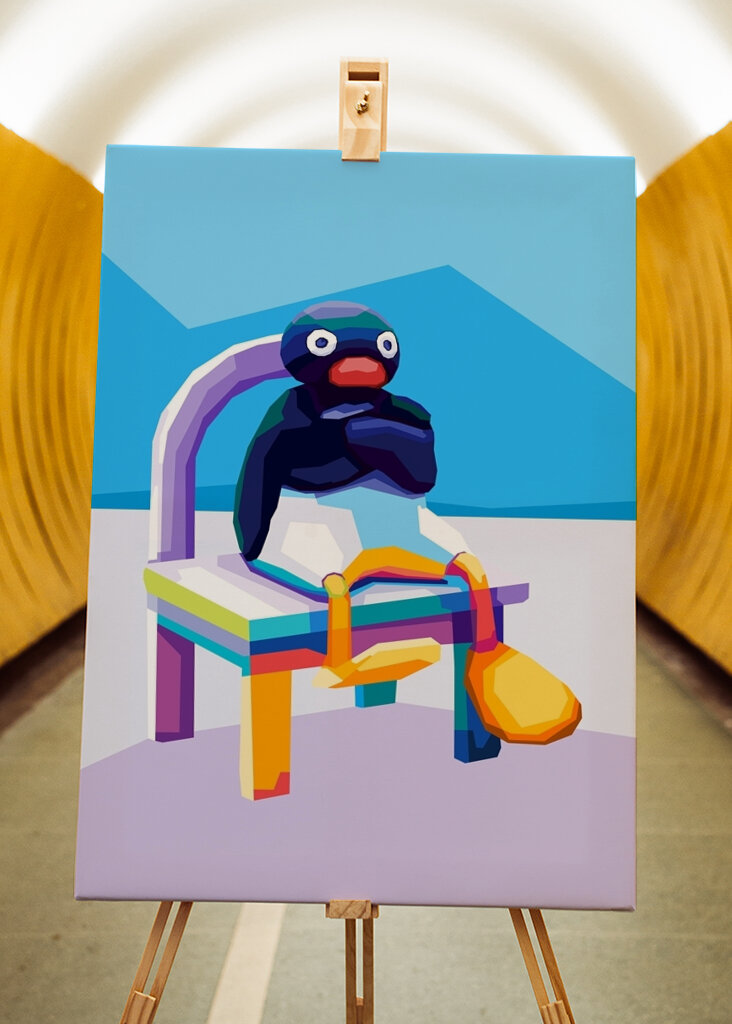 Angry Pingu Meme Pop Art