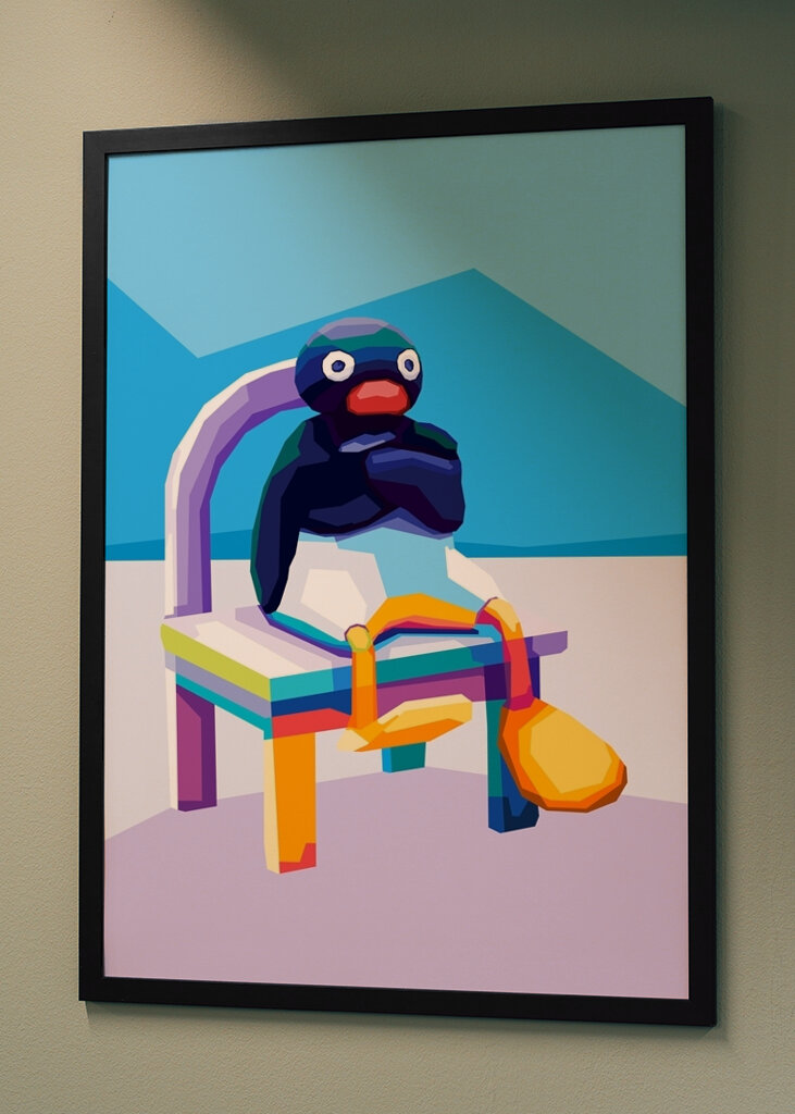 Angry Pingu Meme Pop Art