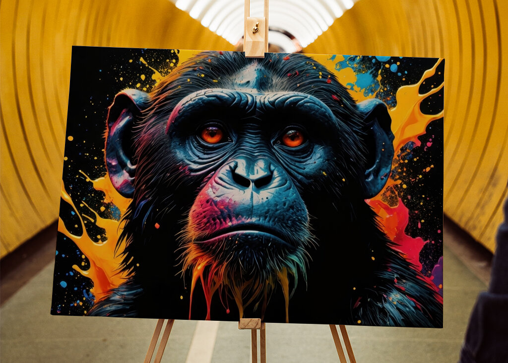 Portrait de tête de singe coloré