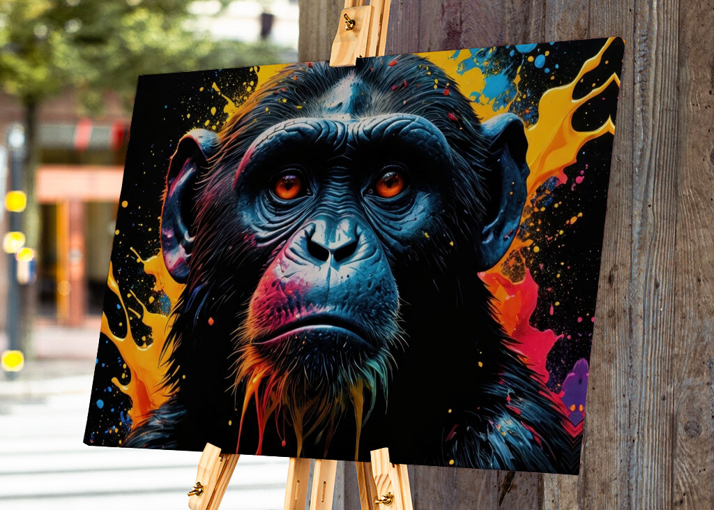 Portrait de tête de singe coloré