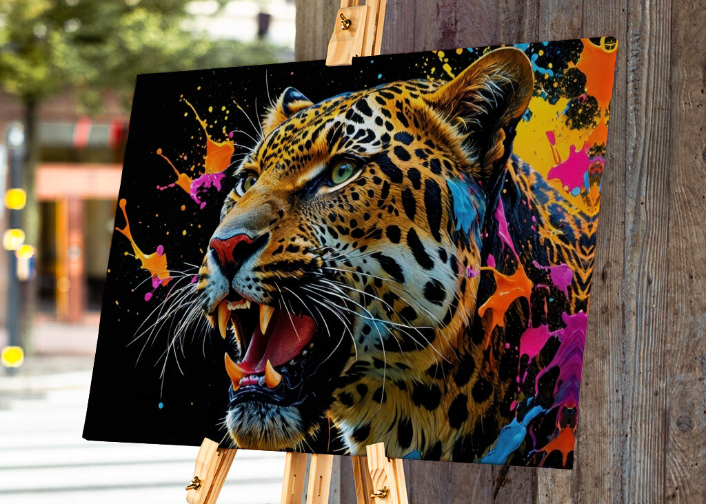 Portrait coloré de tête de léopard