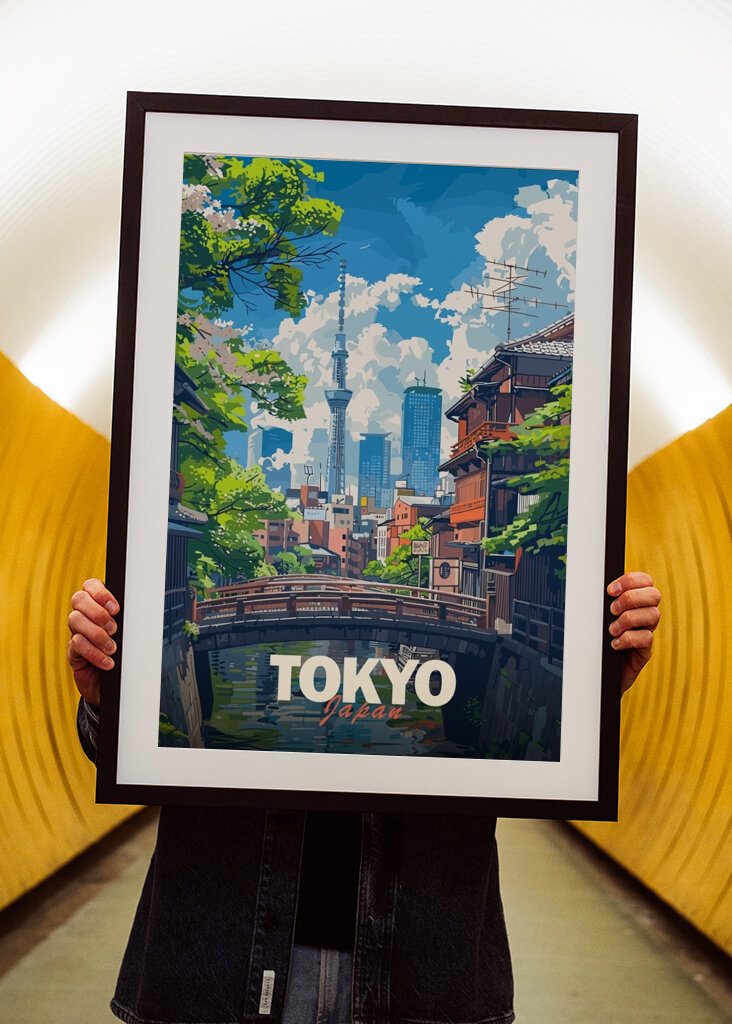 Plakát s cestováním po Tokiu