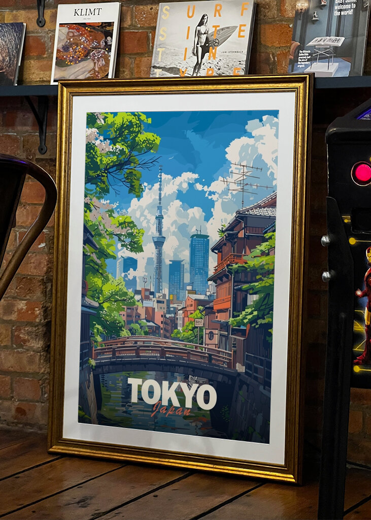 Plakát s cestováním po Tokiu