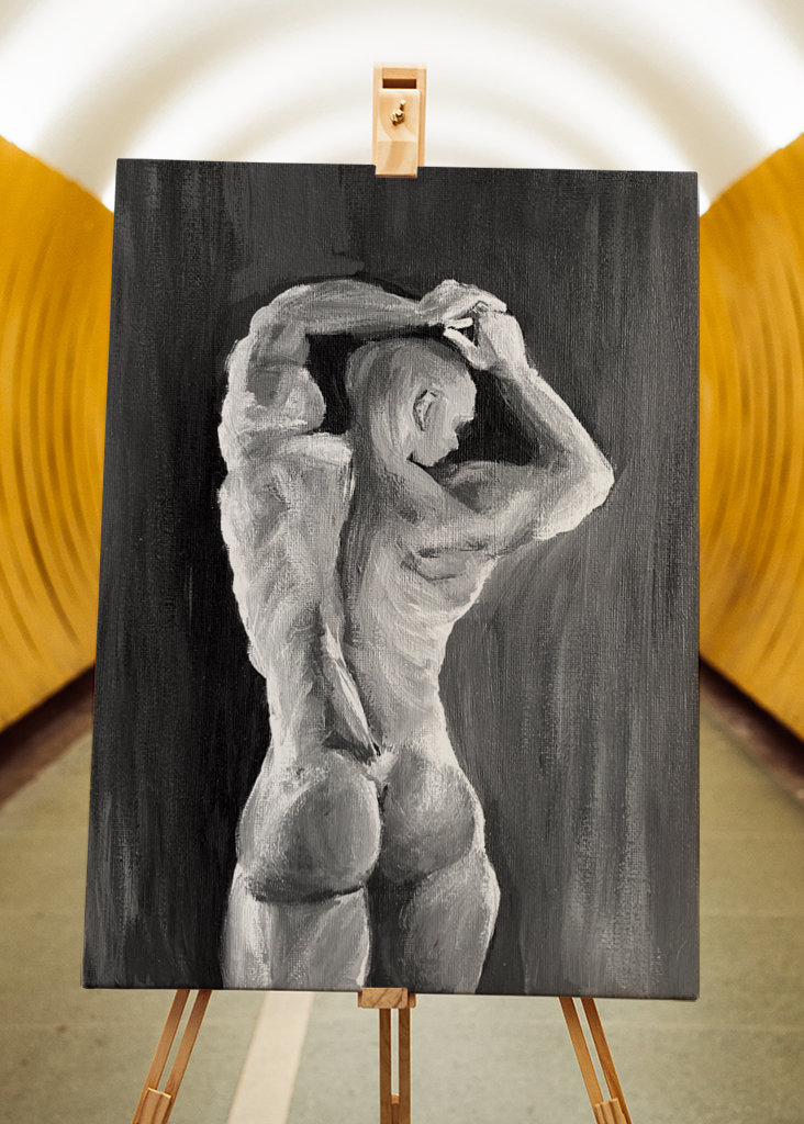 Peindre homme nu dos