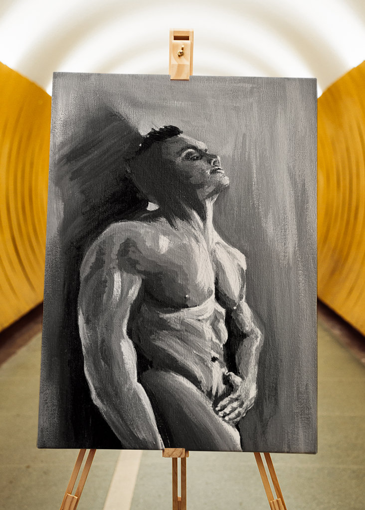 Malerei Nackter Muskulöser Mann