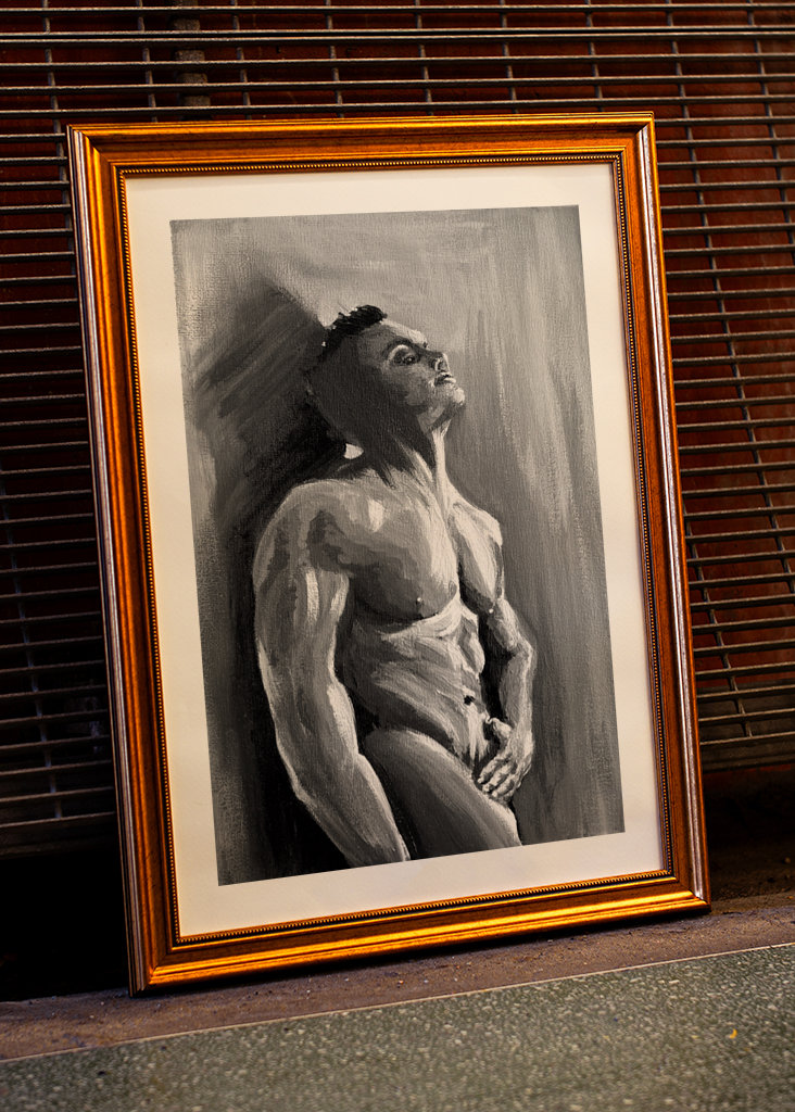 Malerei Nackter Muskulöser Mann