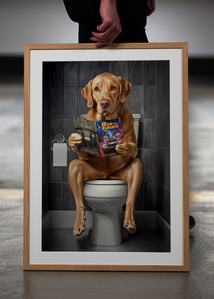 Zorro Labrador Rojo en el Inodoro