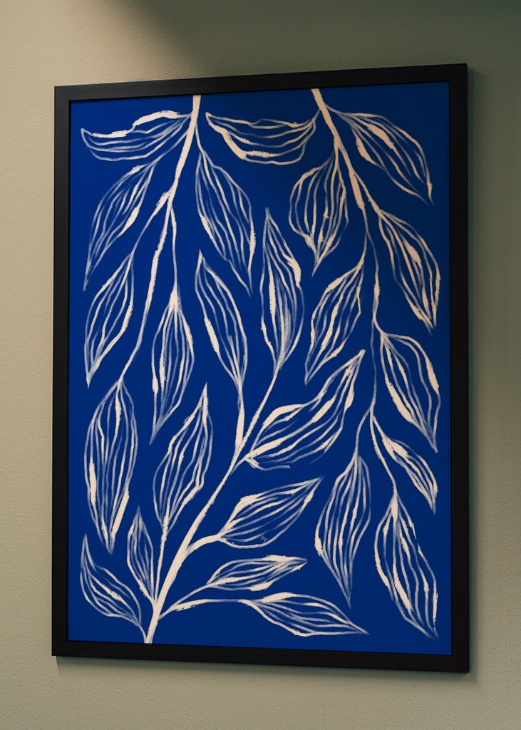 Minimalist white ink Leaves