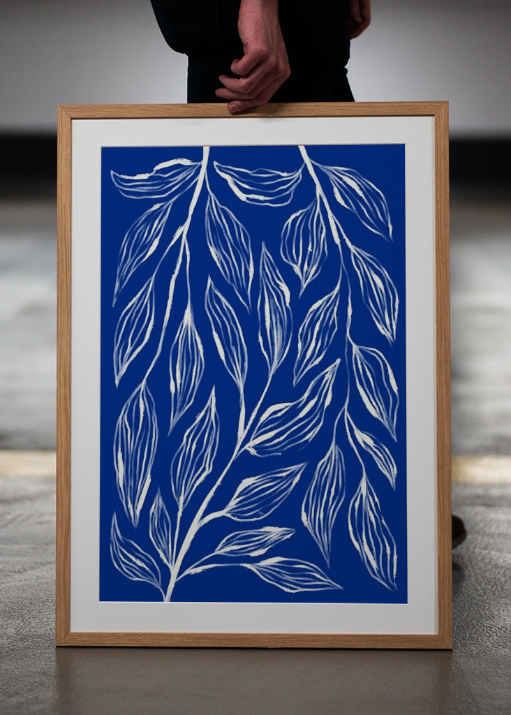 Minimalist white ink Leaves