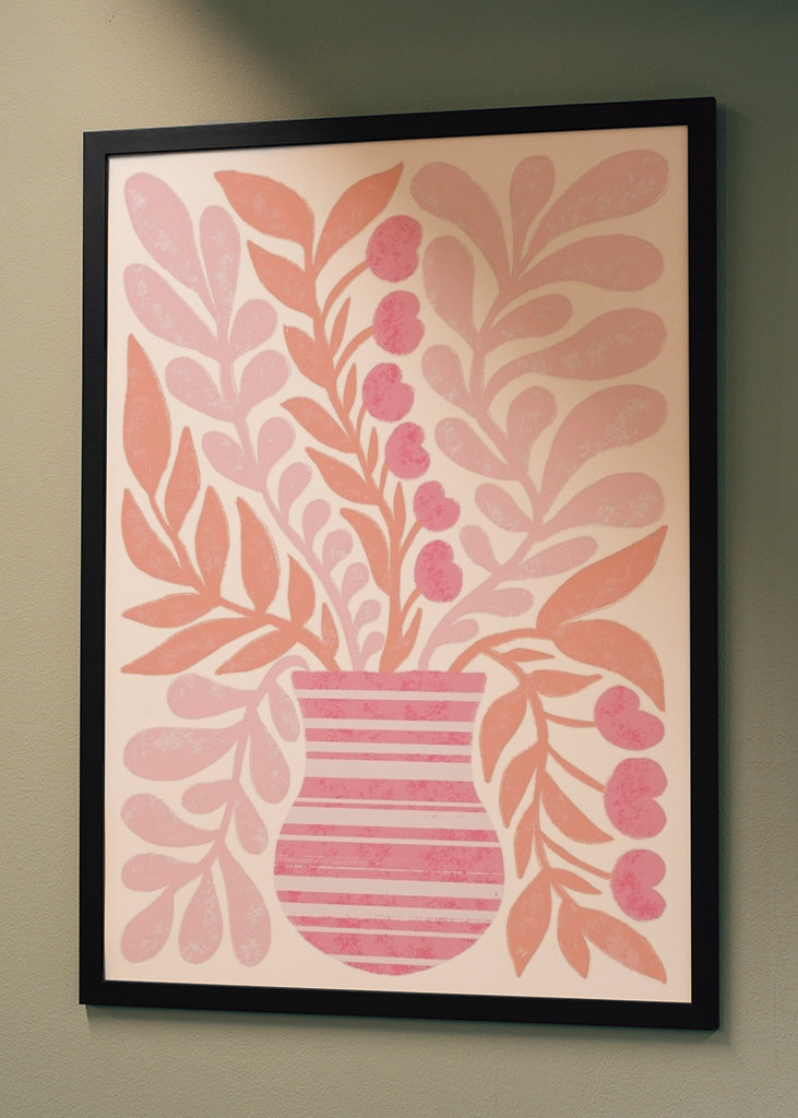 Vaso di fiori rosa testurizzato