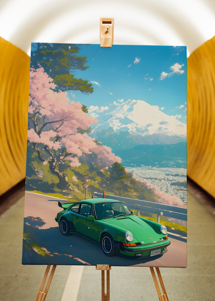 Vintage Porsche 911 Japan Art