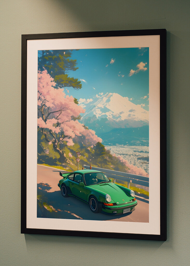 Vintage Porsche 911 Japan Art