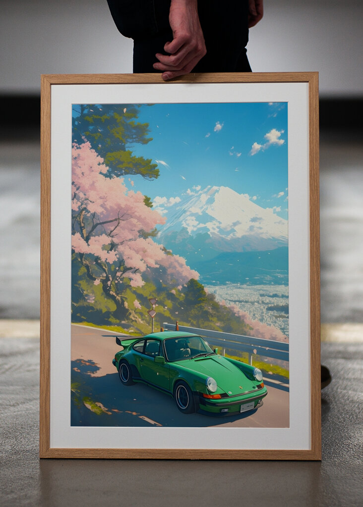 Vintage Porsche 911 Japan Art