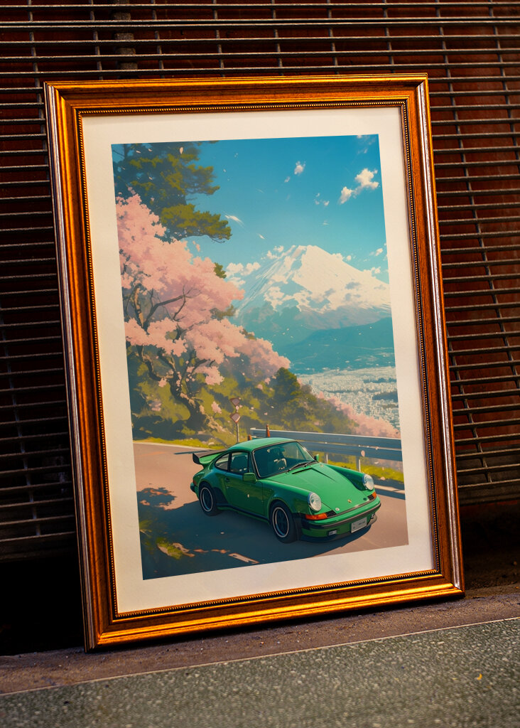 Vintage Porsche 911 Japan Art