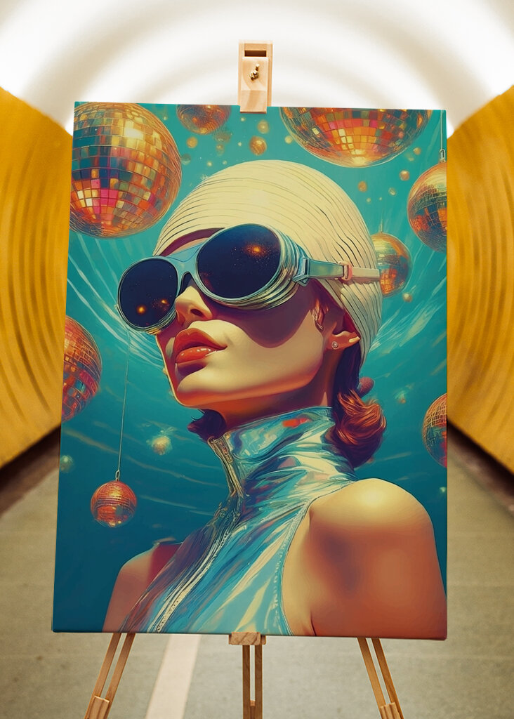 Gorro de baño mujer y bolas de discoteca