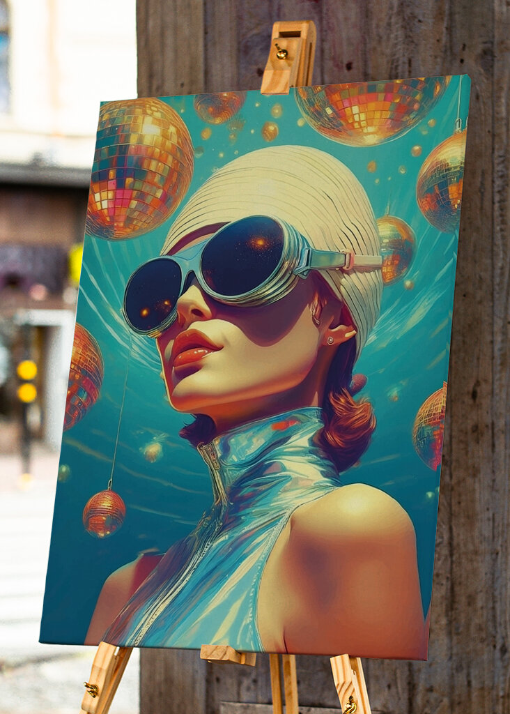 Gorro de baño mujer y bolas de discoteca