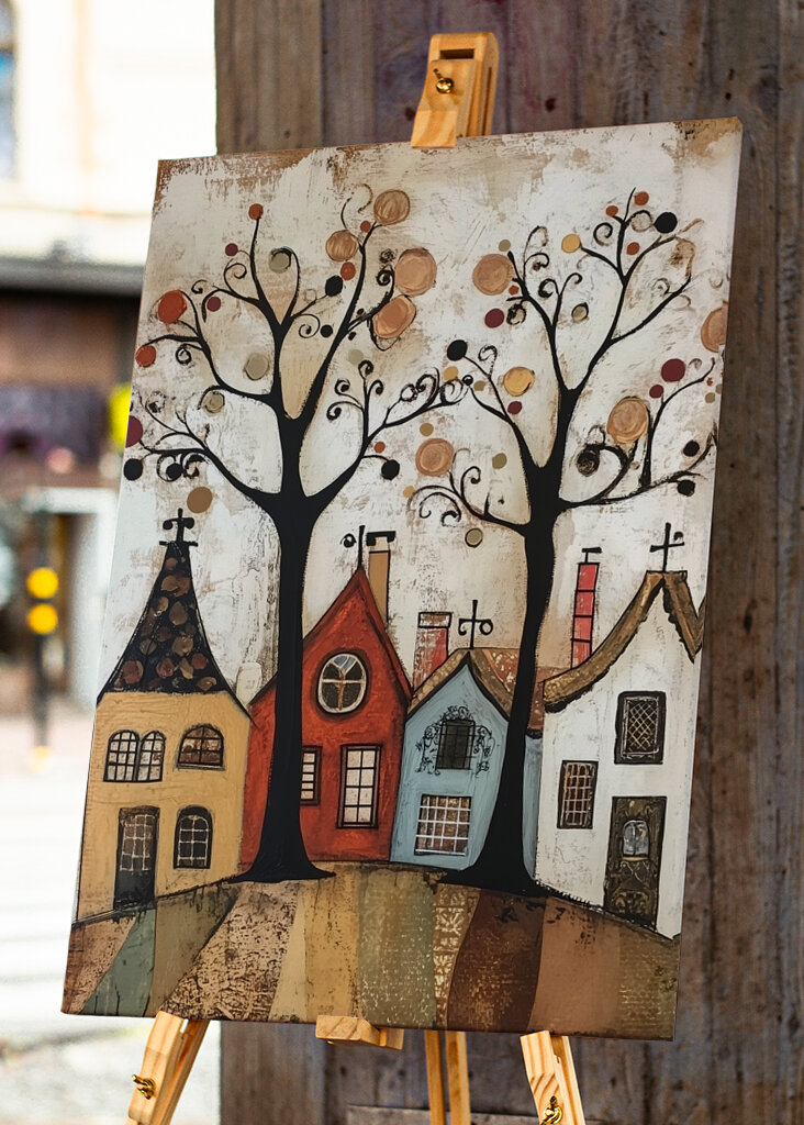 Gemütliches Dorf im Herbst