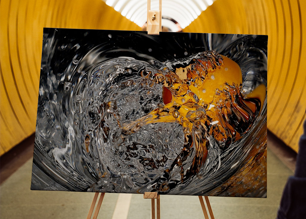 Fruit dropping into water