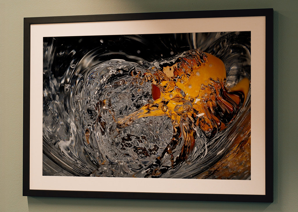 Fruit dropping into water