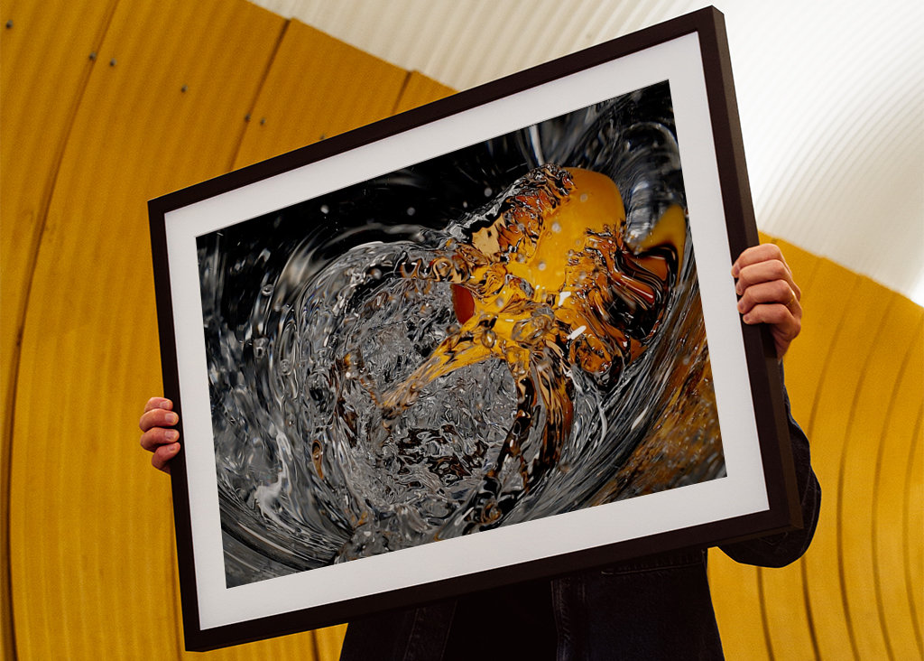 Fruit dropping into water