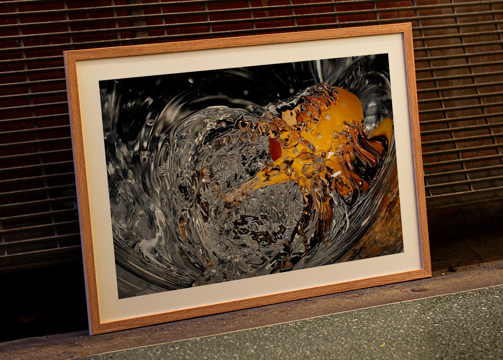 Fruit dropping into water