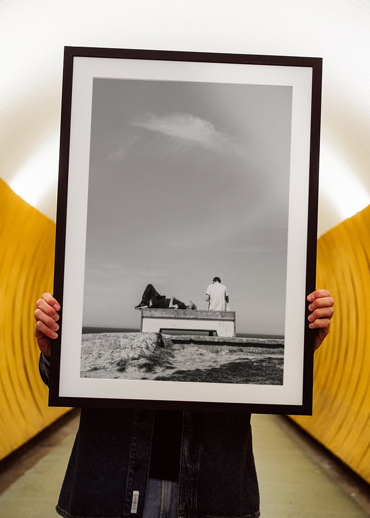Resting on a bench in the sun