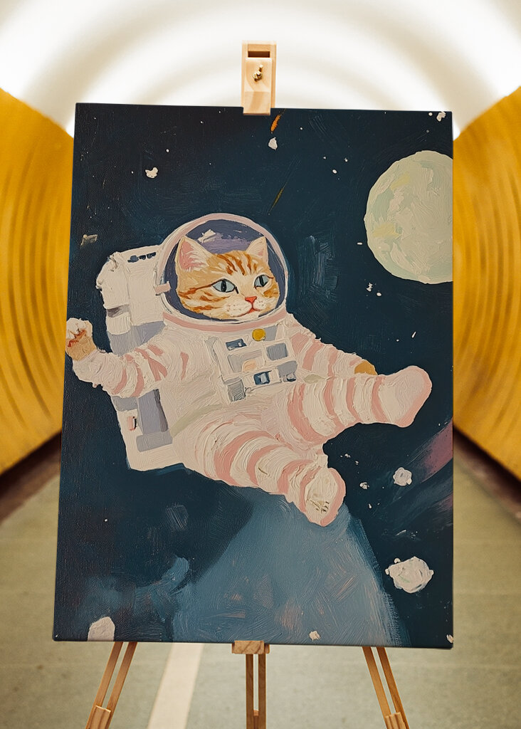 Katze Austronaut Meme Blau Mon