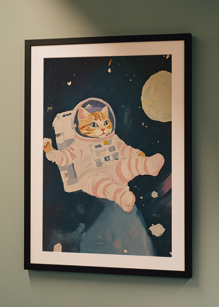 Katze Austronaut Meme Blau Mon