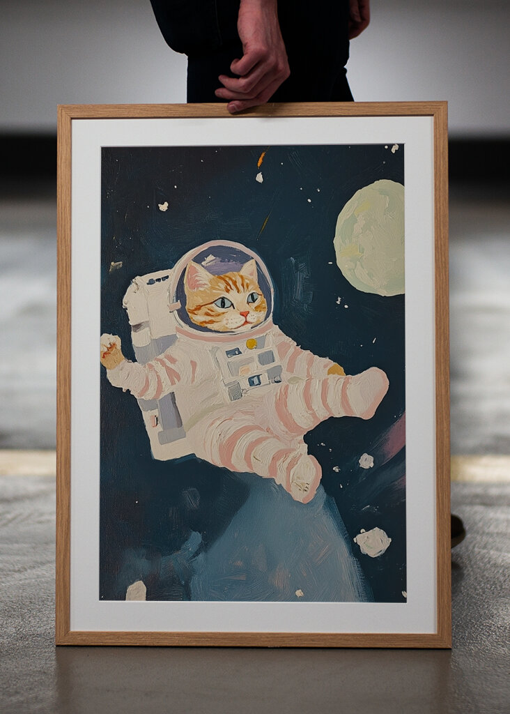 Katze Austronaut Meme Blau Mon