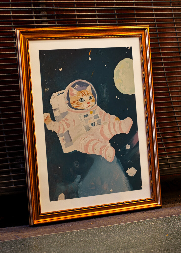 Katze Austronaut Meme Blau Mon