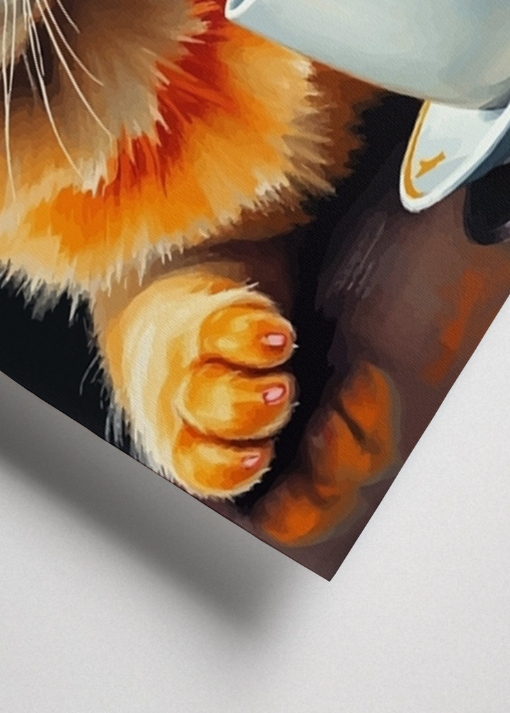 Pomarańczowy kot i kawa