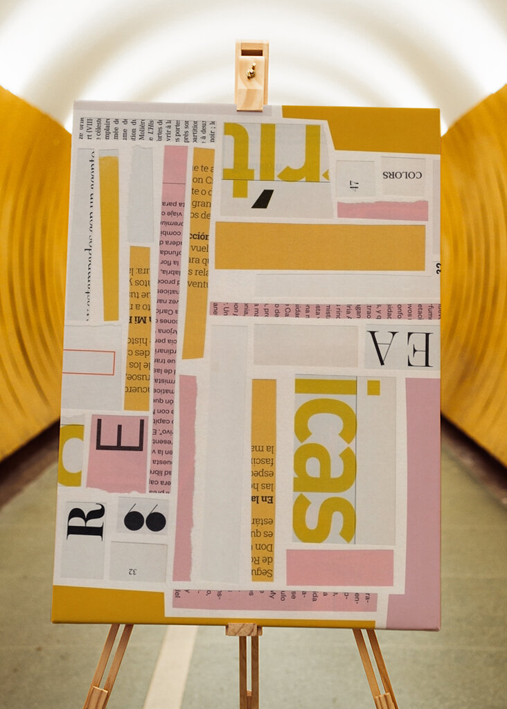 Papírová Koláž Typografie Růžová