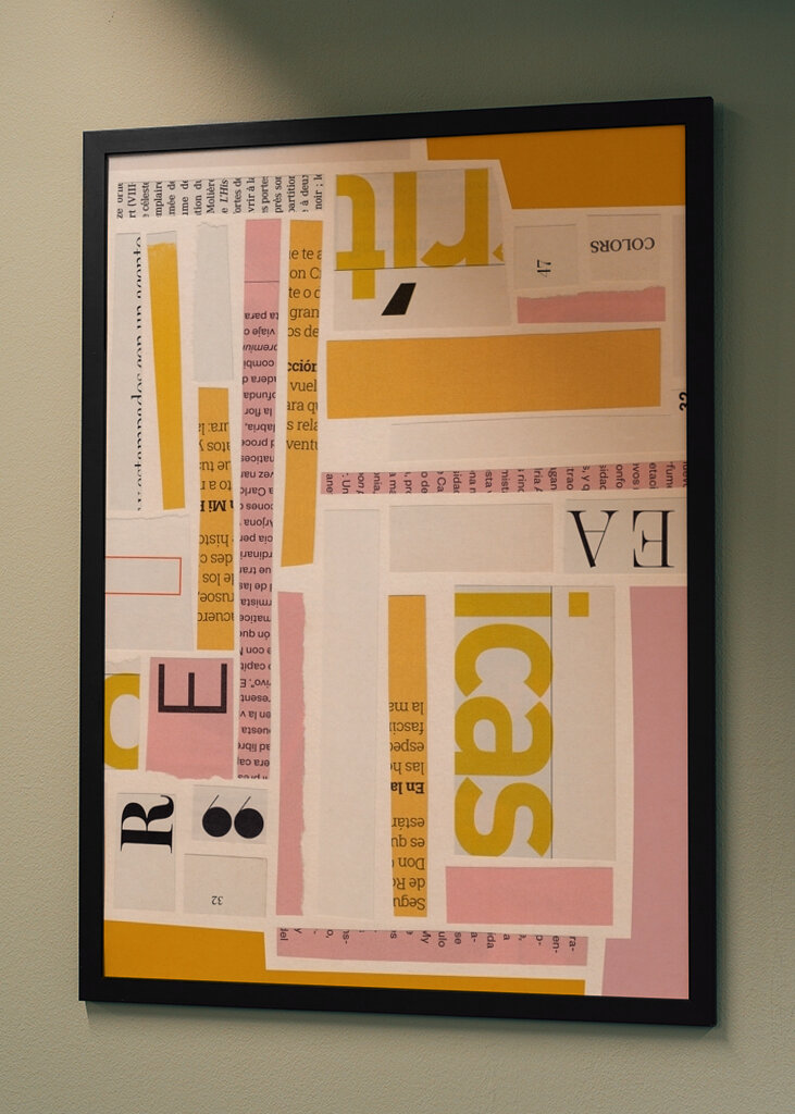 Papírová Koláž Typografie Růžová