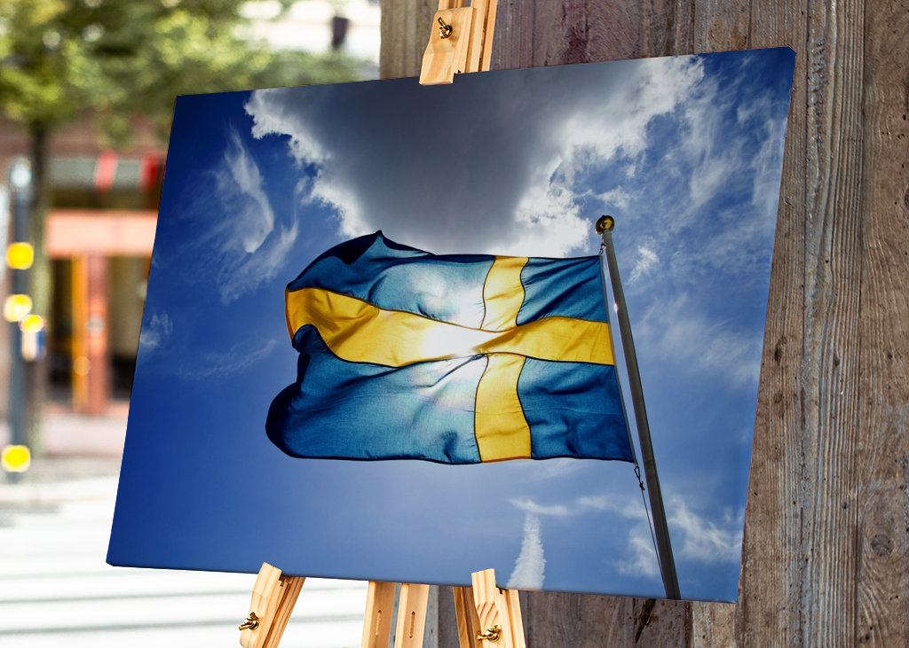 Sveriges flag oplyst af s