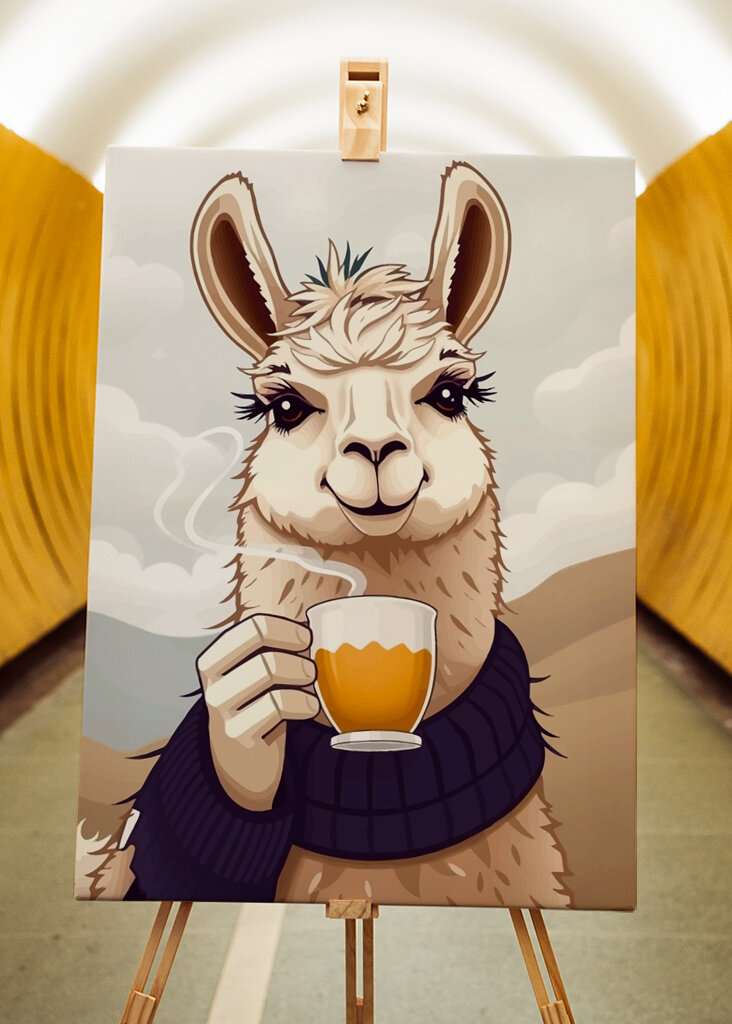 Llama Drink Coffee