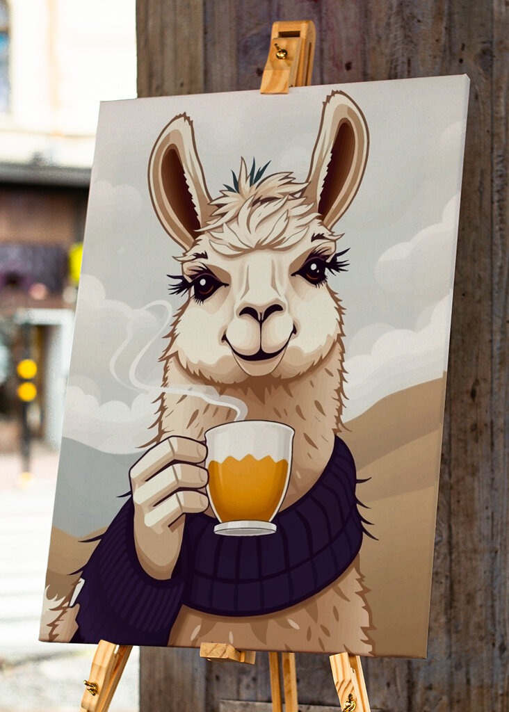 Llama Drink Coffee