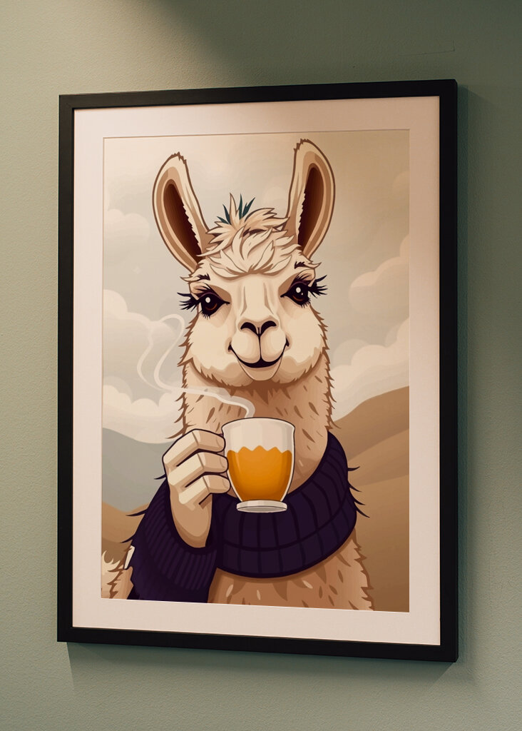 Llama Drink Coffee