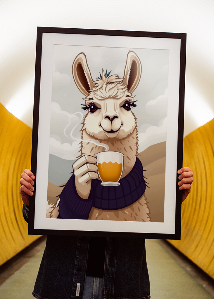 Llama Drink Coffee