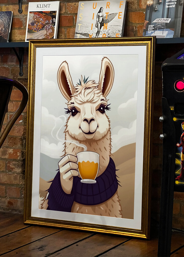 Llama Drink Coffee